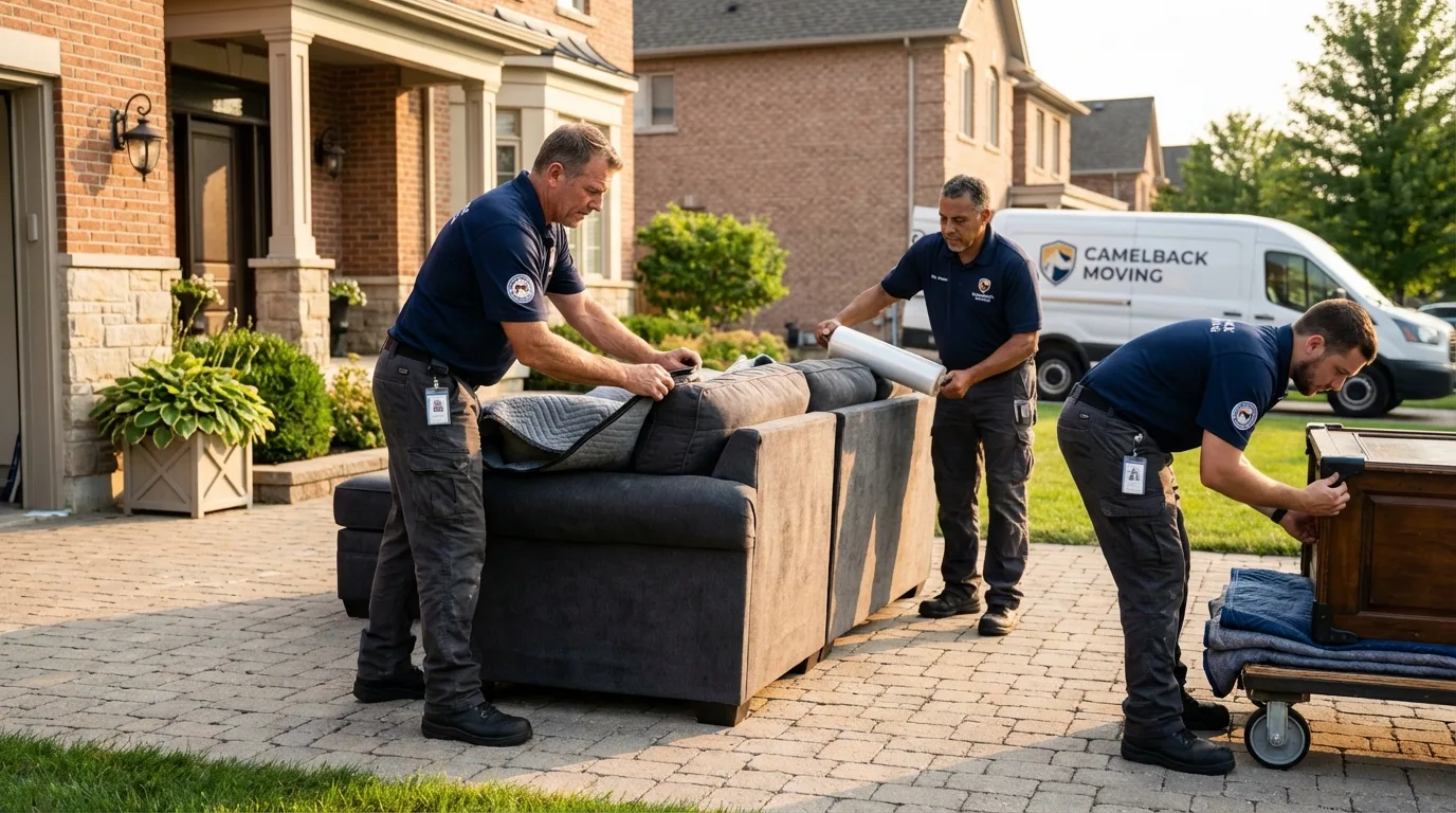 Large estate moving crew wrapping furniture in Santa Maria, CA