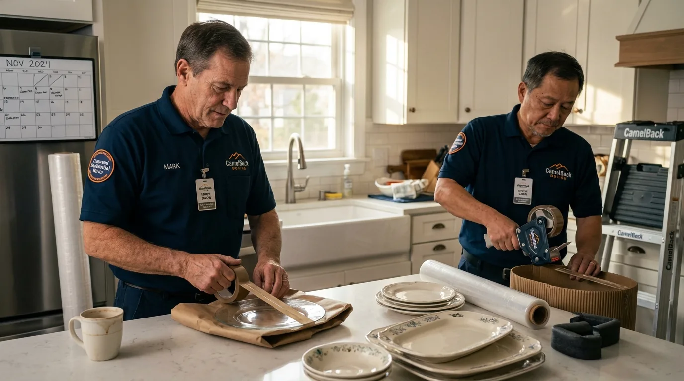 Professional crew packing kitchen dishware in Santa Maria, CA